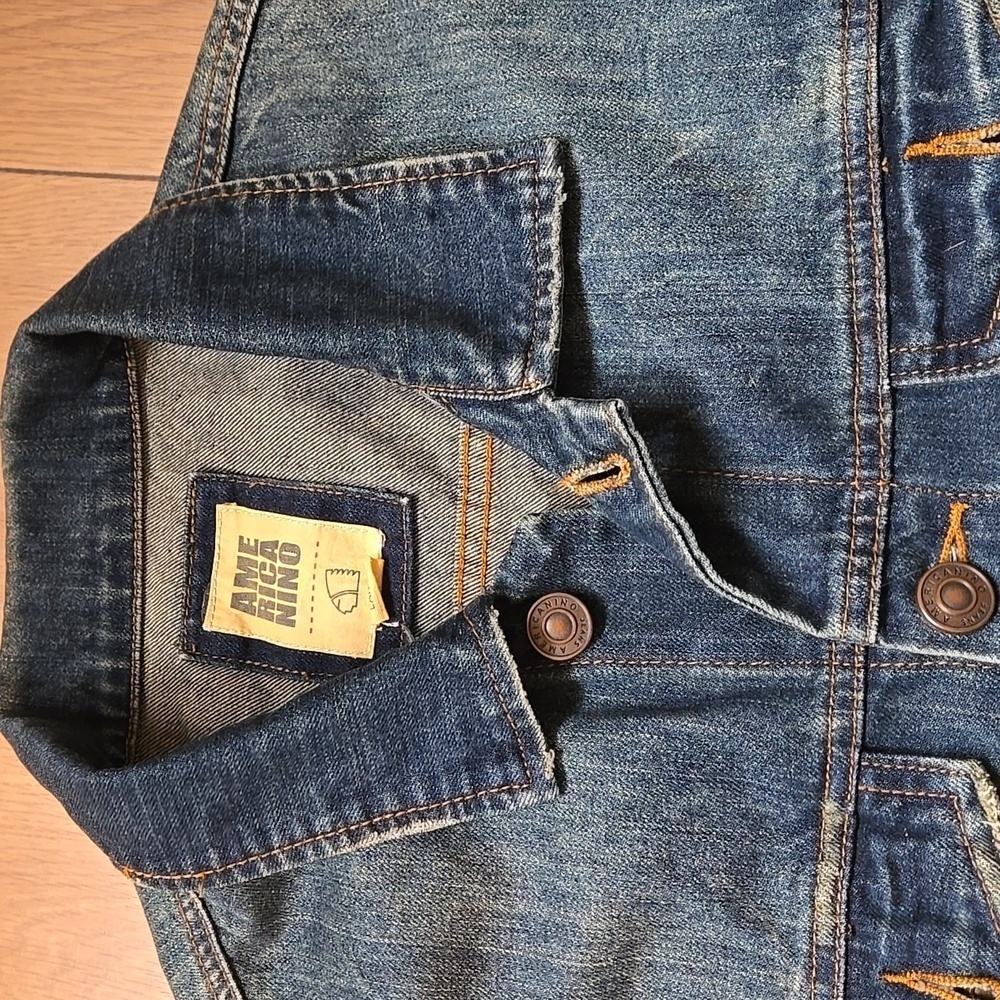 AMERICANINO Distressed Indigo Denim Jacket size L - Picture 2 of 8